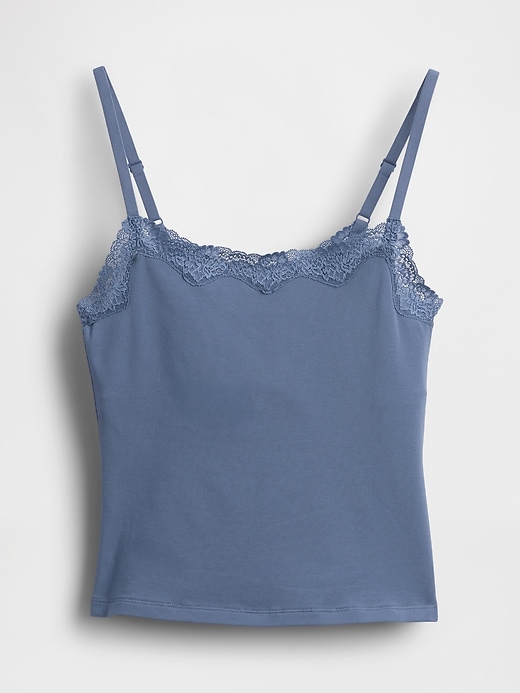 Image number 5 showing, Organic Stretch Cotton Lace-Trim Cami