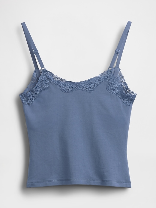 Image number 6 showing, Organic Stretch Cotton Lace-Trim Cami