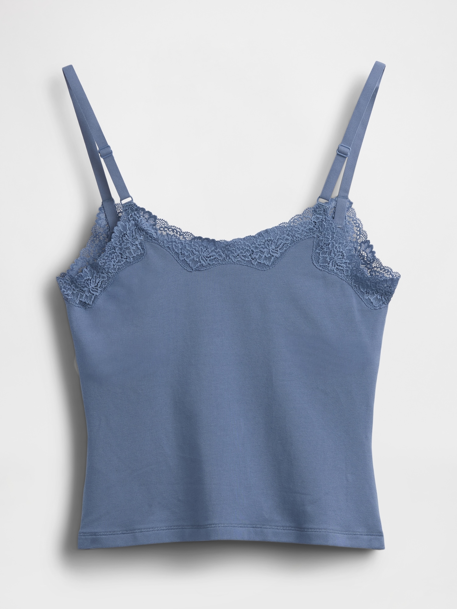 Organic Stretch Cotton Lace-Trim Cami