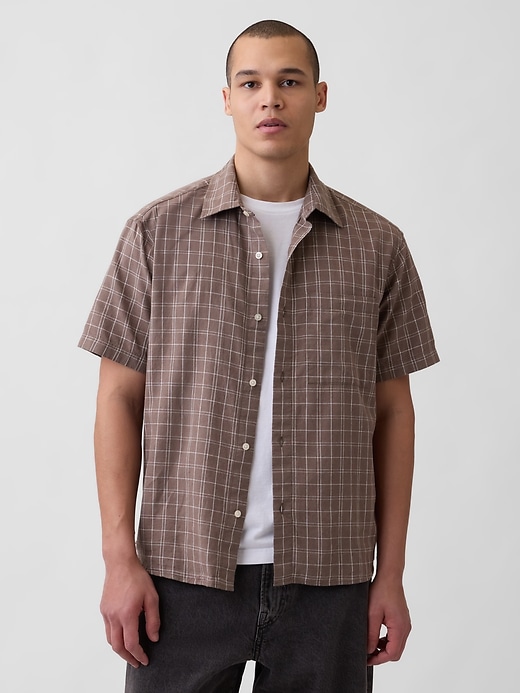 Image number 1 showing, Textured Linen-Cotton Shirt