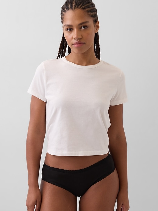 Image number 1 showing, Organic Stretch Cotton Lace-Trim Hipster