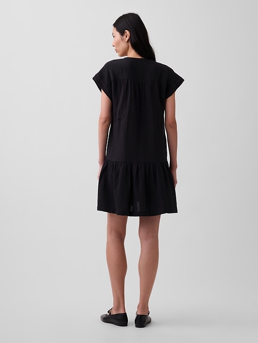 Image number 2 showing, Cotton Gauze V-Neck Tunic Dress
