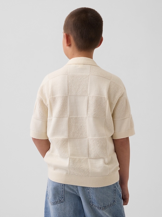 Image number 3 showing, Kids Johnny-Collar Checkered Sweater