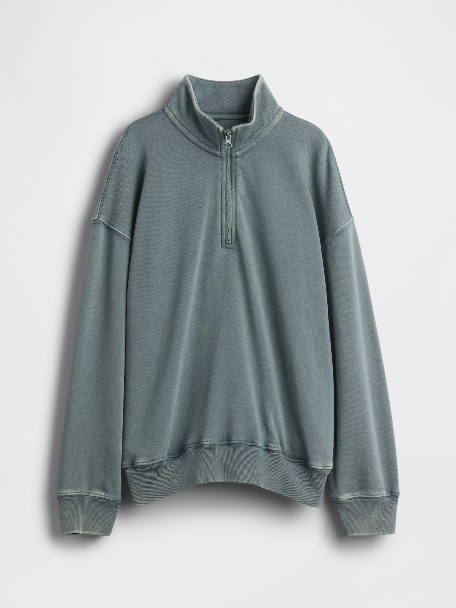 Детский свитер Gap VintageSoft Terry Relaxed Half-Zip Pullover, цвет: Зелёный — фото 2