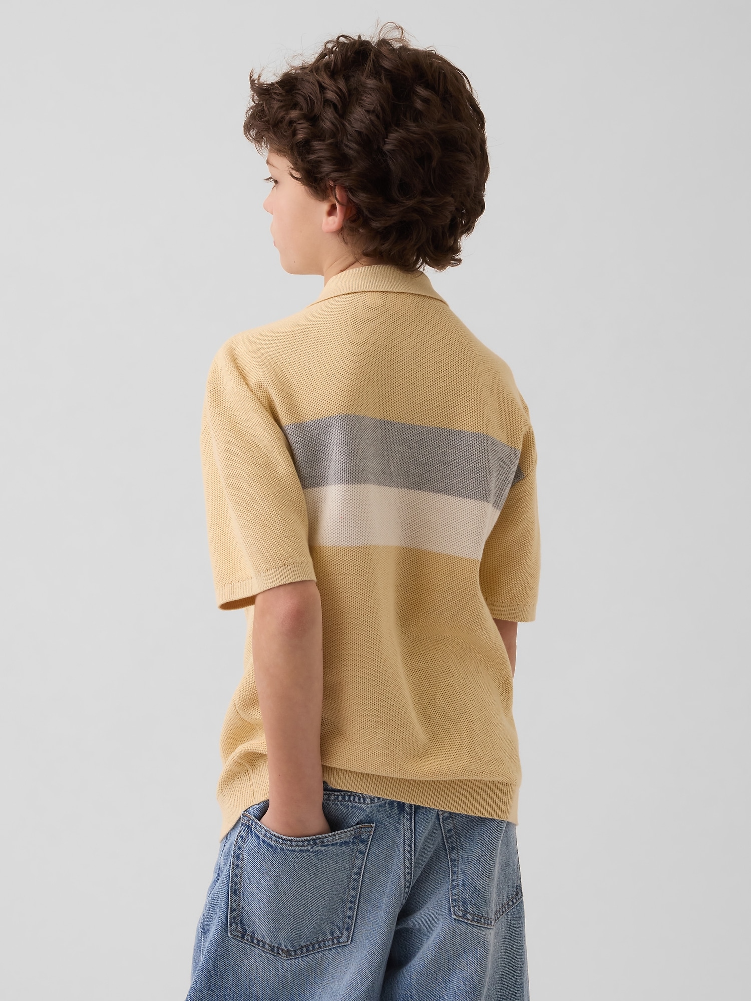 Kids Relaxed Stripe Polo Sweater Shirt
