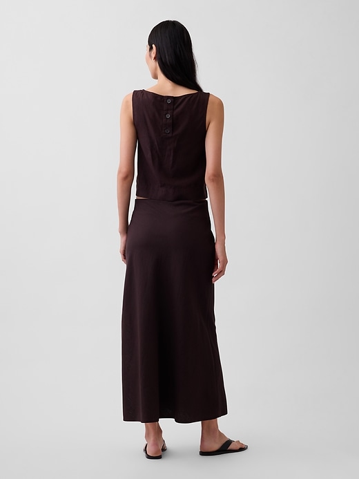 Image number 2 showing, Linen-Blend Maxi Slip Skirt