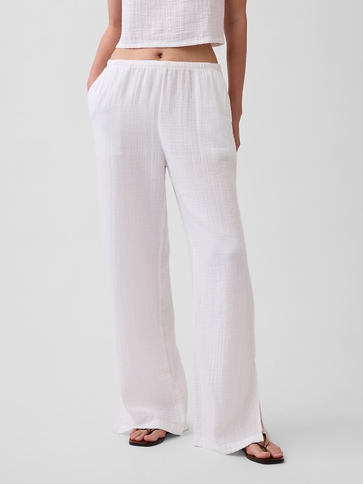 Image number 2 showing, Cotton Gauze Easy Split-Hem Pants