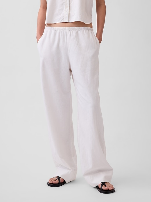 Image number 2 showing, Linen-Blend Relaxed Wide-Leg Pants