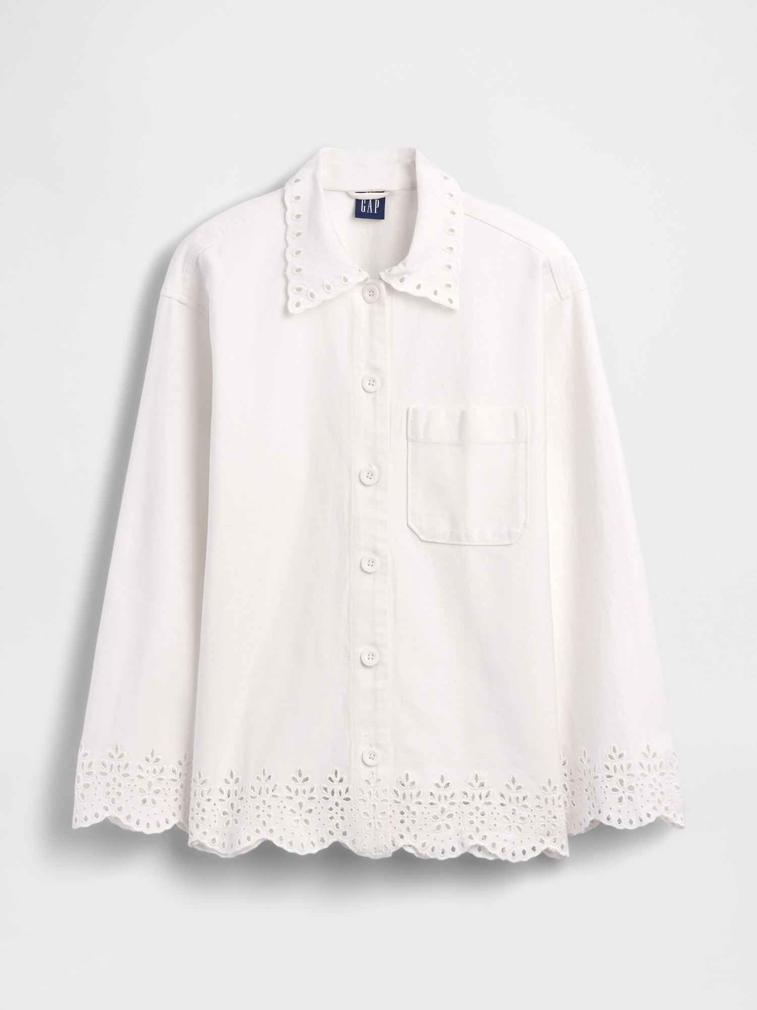 Eyelet Hem Relaxed Shirt Jacket