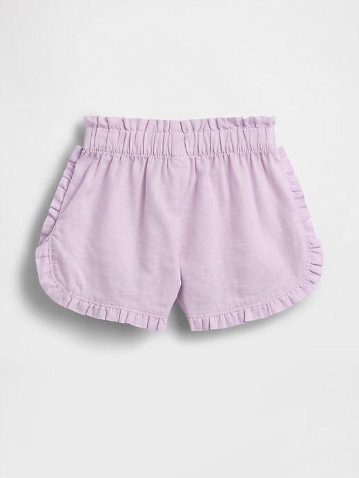 Image number 2 showing, Baby & Toddler Linen-Cotton Ruffle Dolphin Shorts