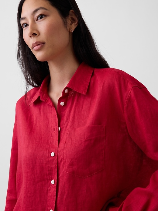 Image number 4 showing, 100% Linen Oversized Shirt