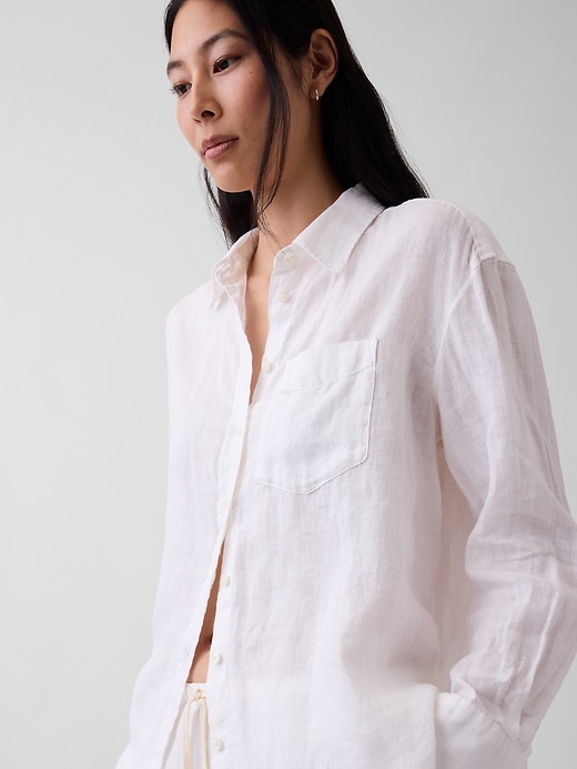 Image number 4 showing, 100% Linen Oversized Shirt