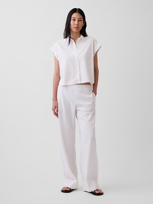 Image number 2 showing, Linen-Blend Oversized Shirt