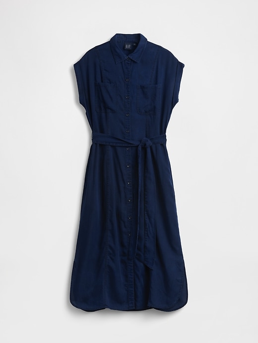 Image number 5 showing, Denim Tie-Waist Utility Midi Dress