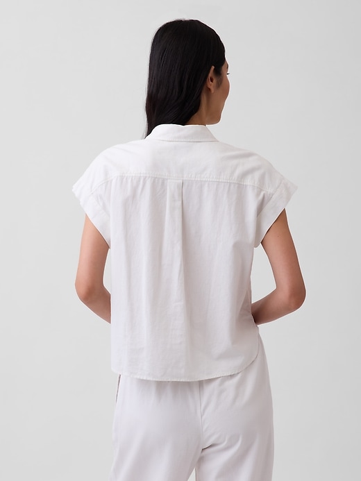 Image number 3 showing, Linen-Blend Oversized Shirt