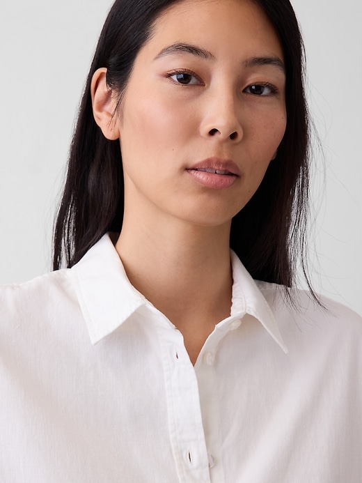 Image number 4 showing, Linen-Blend Oversized Shirt