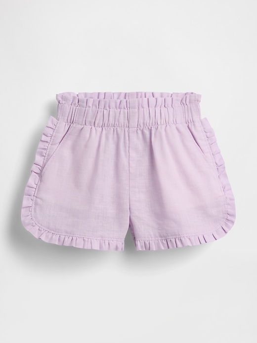 Image number 1 showing, Baby & Toddler Linen-Cotton Ruffle Dolphin Shorts