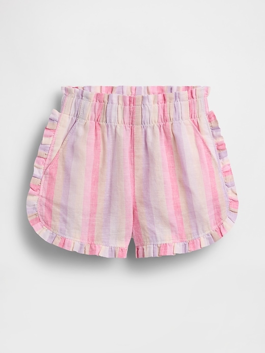 Image number 1 showing, Baby & Toddler Linen-Cotton Ruffle Dolphin Shorts
