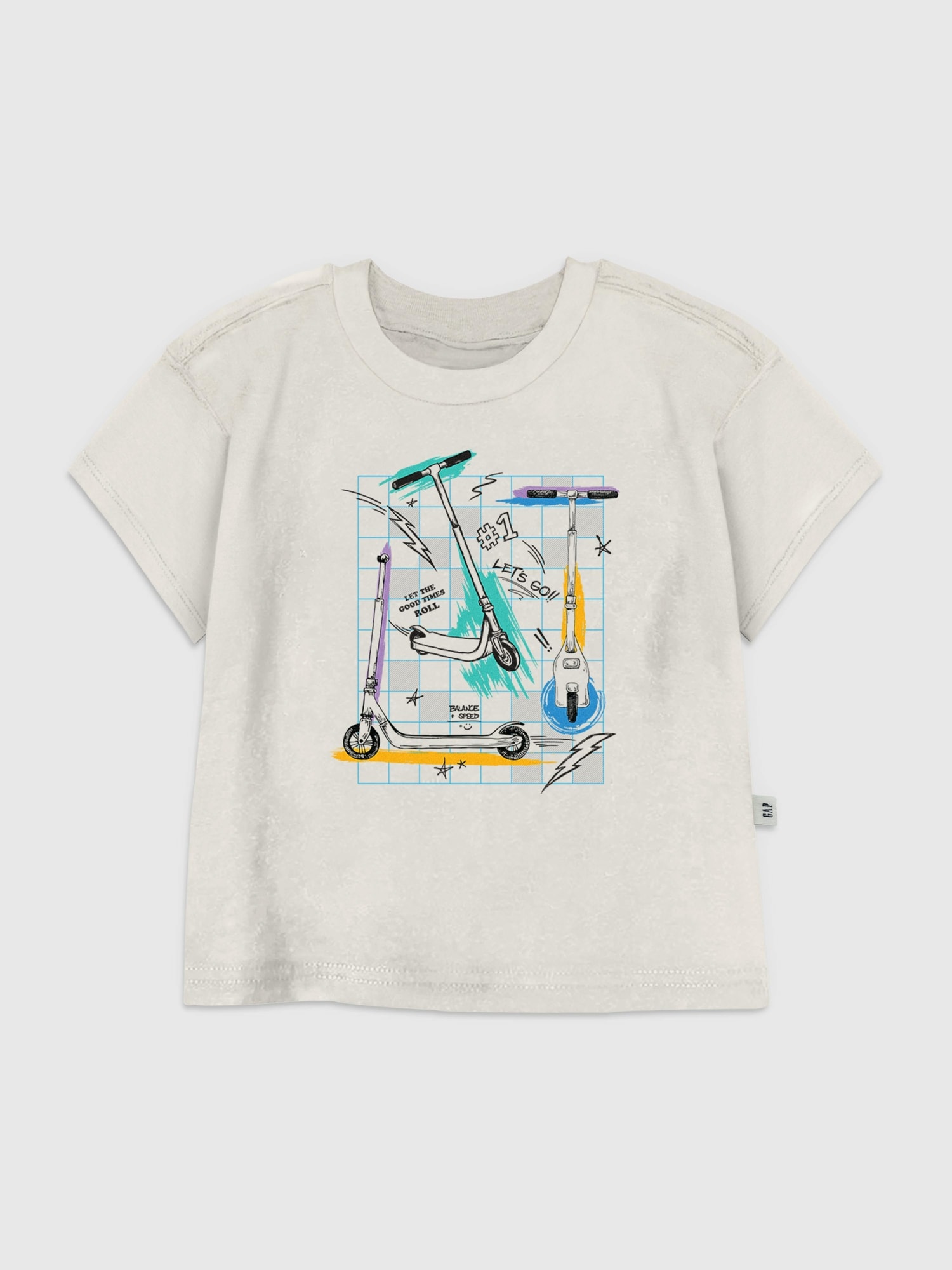 Toddler Scooter Grid Graphic T-Shirt