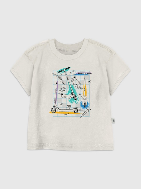 Toddler Scooter Grid Graphic T-Shirt
