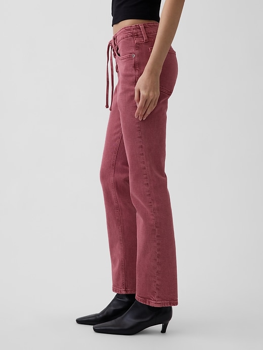 Image number 3 showing, Low Rise Lace-Up '90s Slim Straight Jeans