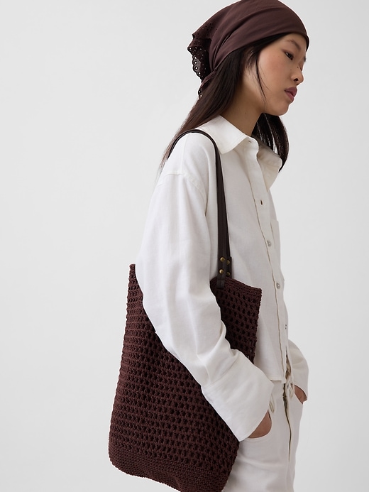 Image number 2 showing, Crochet Tote Bag