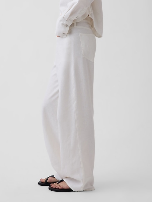 Image number 3 showing, Linen-Cotton Wide-Leg Pants