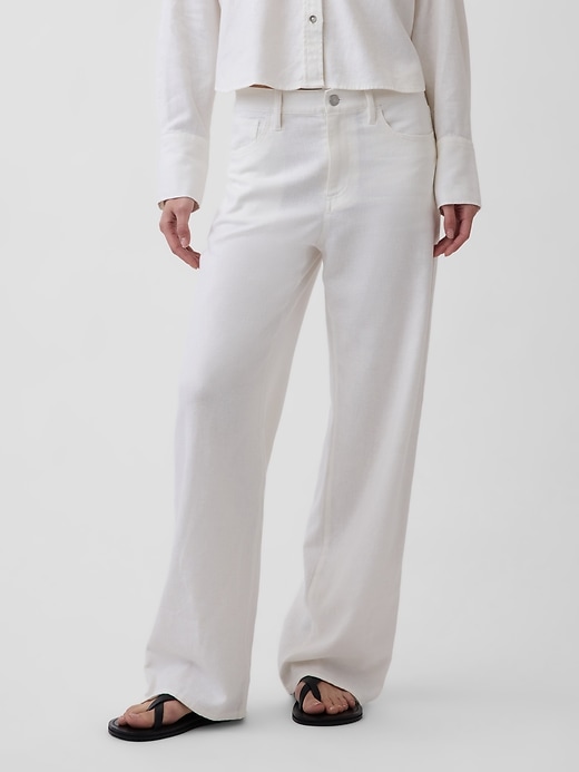 Image number 2 showing, Linen-Cotton Wide-Leg Pants