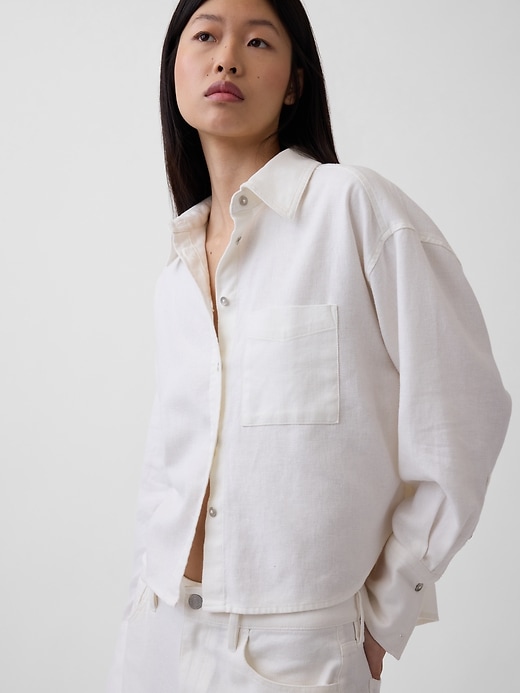 Image number 4 showing, Linen-Cotton Oversized Shirt