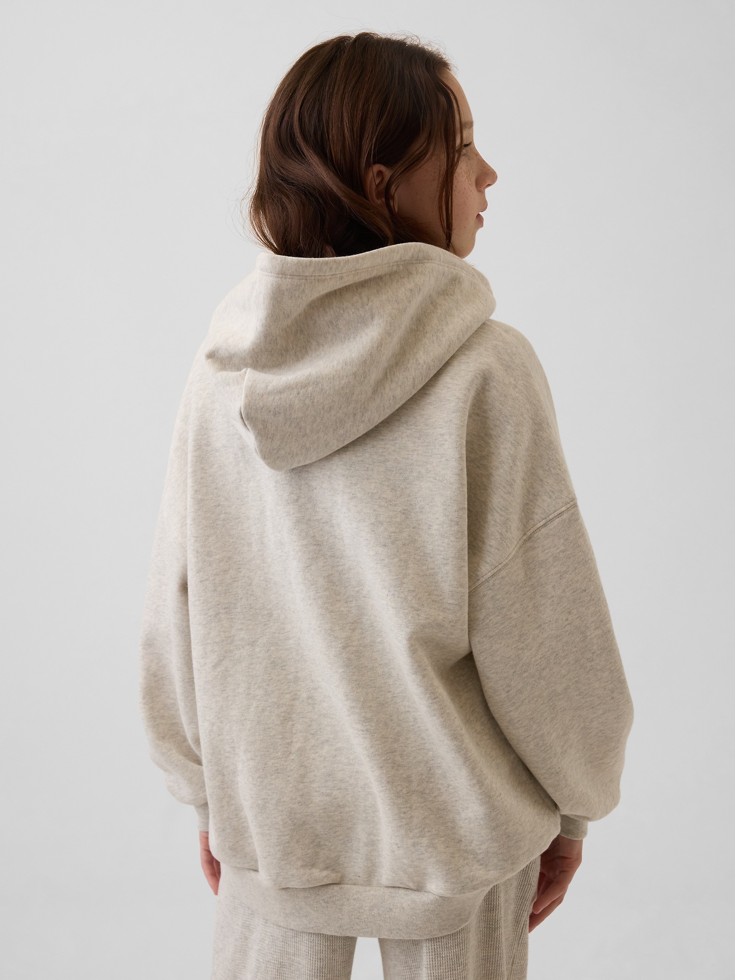 Детское худи Gap VintageSoft Oversized Zip, цвет: Светлый серый меланжевый — фото 3
