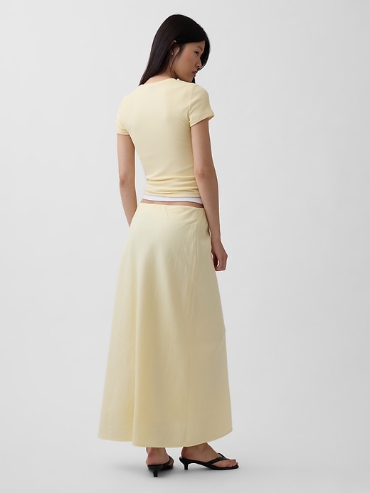 Image number 2 showing, Linen-Blend Maxi Slip Skirt