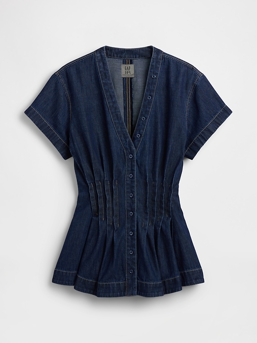 Image number 5 showing, Gap × HFR Denim Peplum Shirt by IGDALYAH