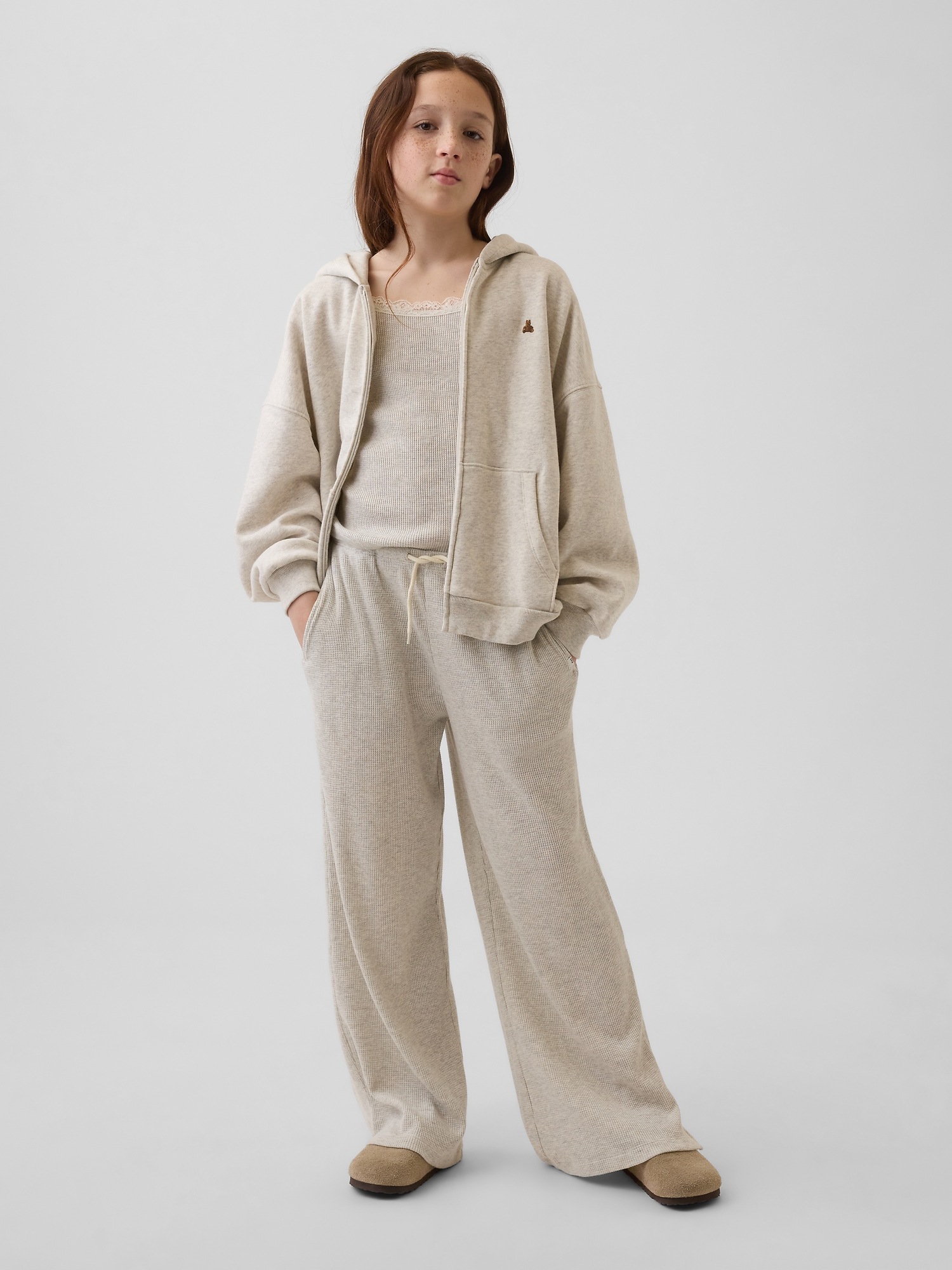 Детские широкие вафельные брюки Gap Waffle Wide-Leg