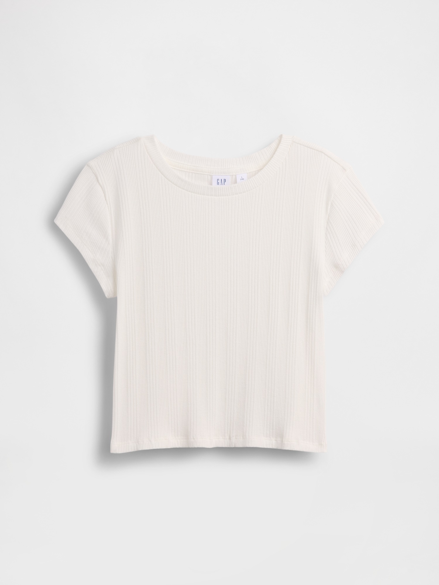 Детская футболка Gap Variegated Rib Fitted, цвет: Молочный белый — фото 2
