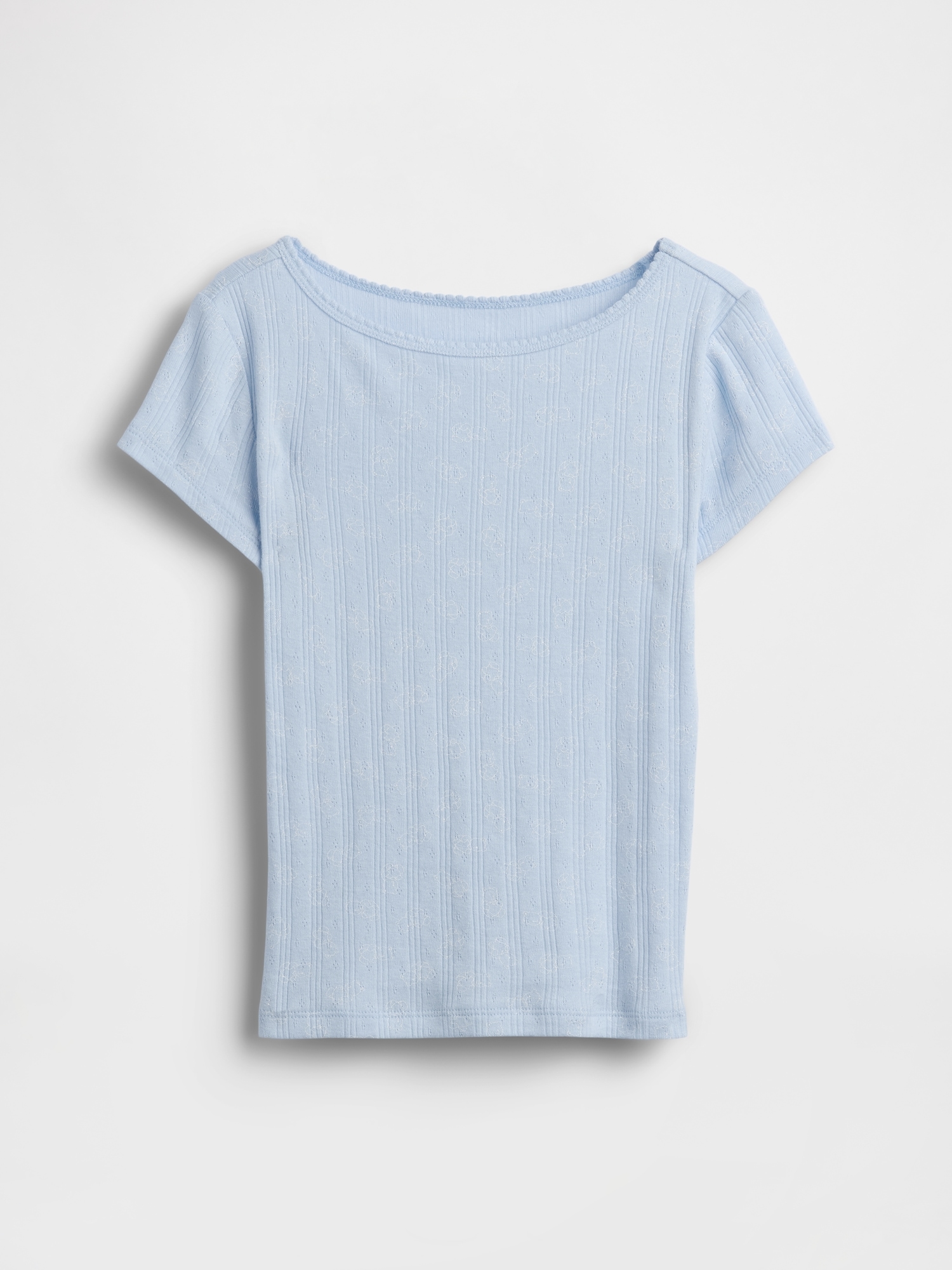 Kids Pointelle Rib Fitted T-Shirt