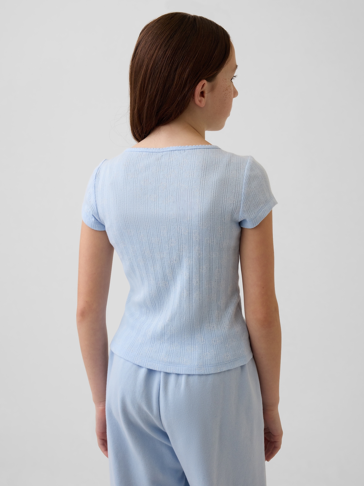 Kids Pointelle Rib Fitted T-Shirt