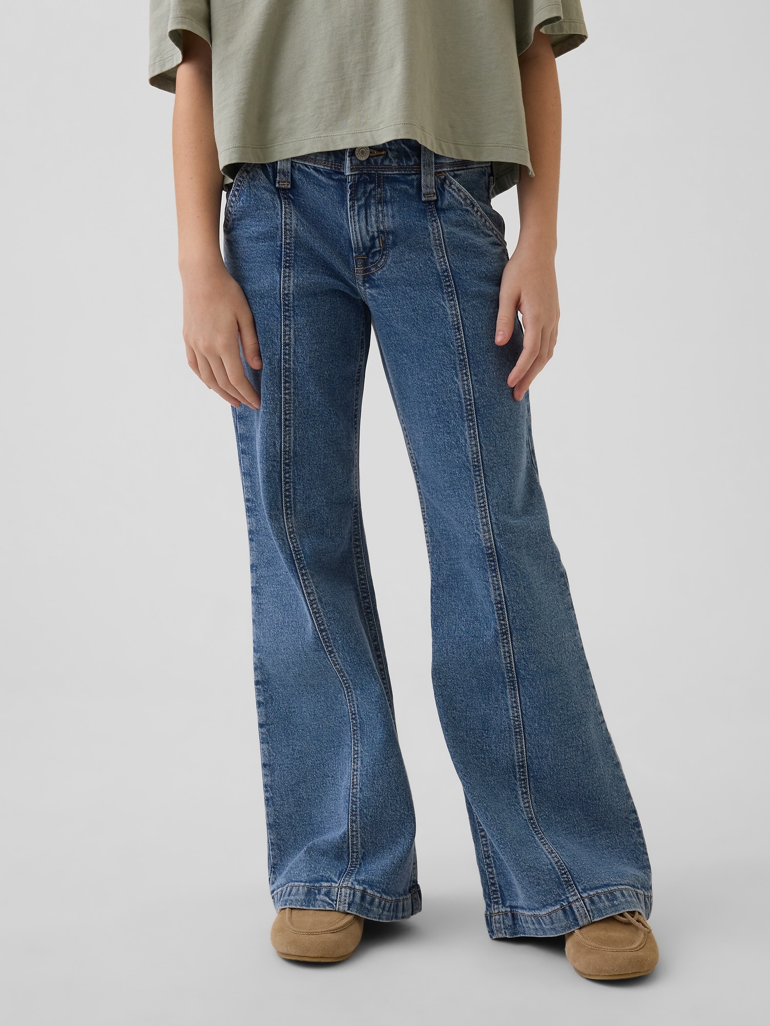 Kids Low Rise Seamed Relaxed Flare Jeans