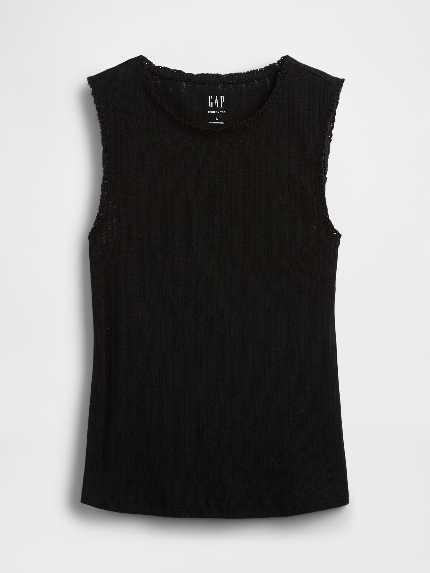 Женский топ Gap Pointelle Shell Tank Top, цвет: Чёрный — фото 5
