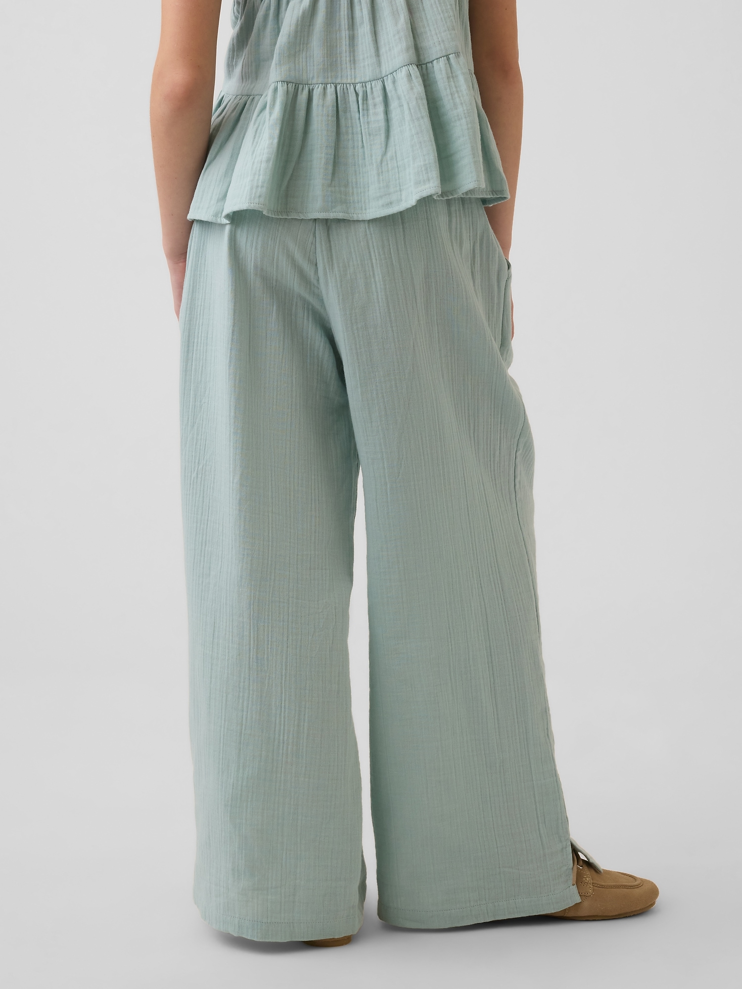 Kids Cotton Gauze Wide-Leg Pants