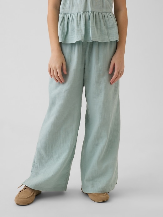 Image number 3 showing, Kids Cotton Gauze Wide-Leg Pants