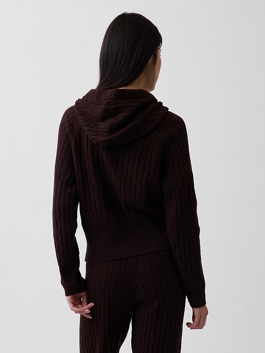 Image number 3 showing, CashSoft Relaxed Cable-Knit Hoodie