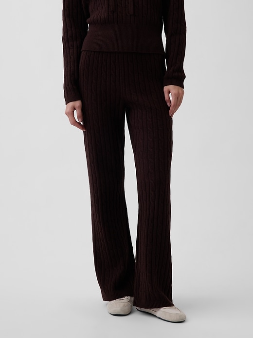Image number 2 showing, CashSoft Cable-Knit Sweater Pants