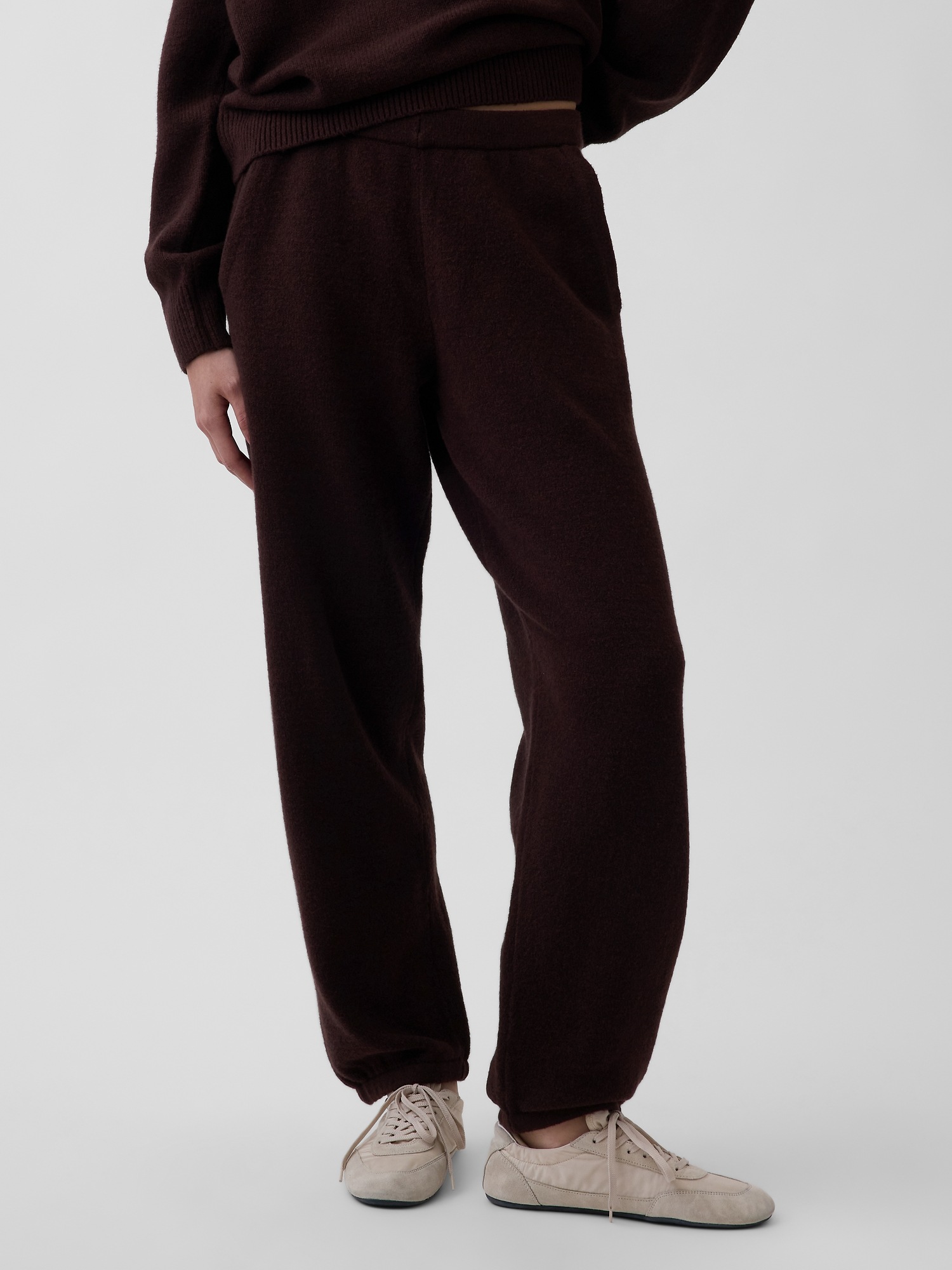 Женские брюки Gap CashSoft Baggy, цвет: Коричневый меланжевый — фото 2