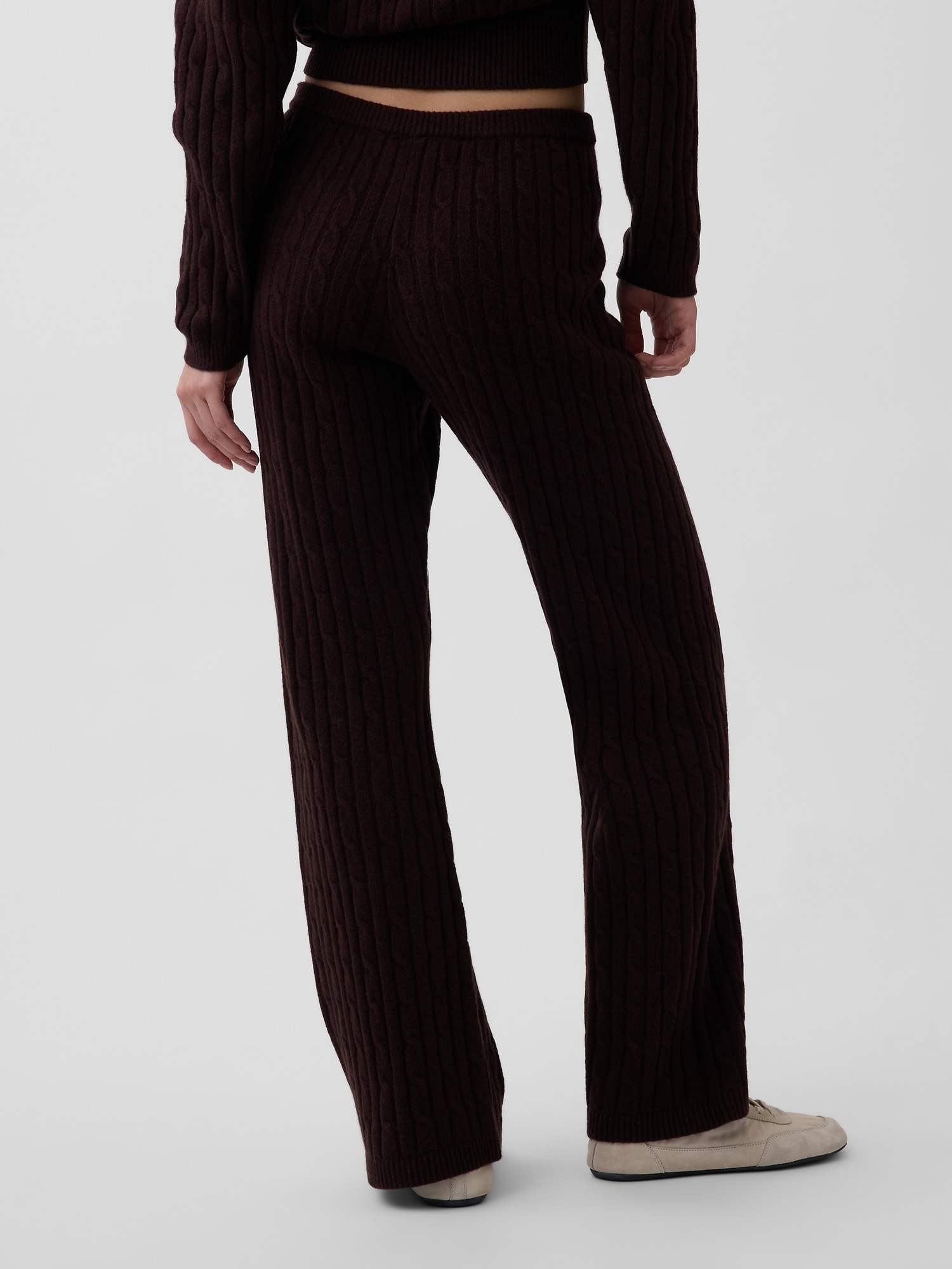 Женские брюки Gap CashSoft Cable-Knit Sweater Pants, цвет: Коричневый меланжевый — фото 4