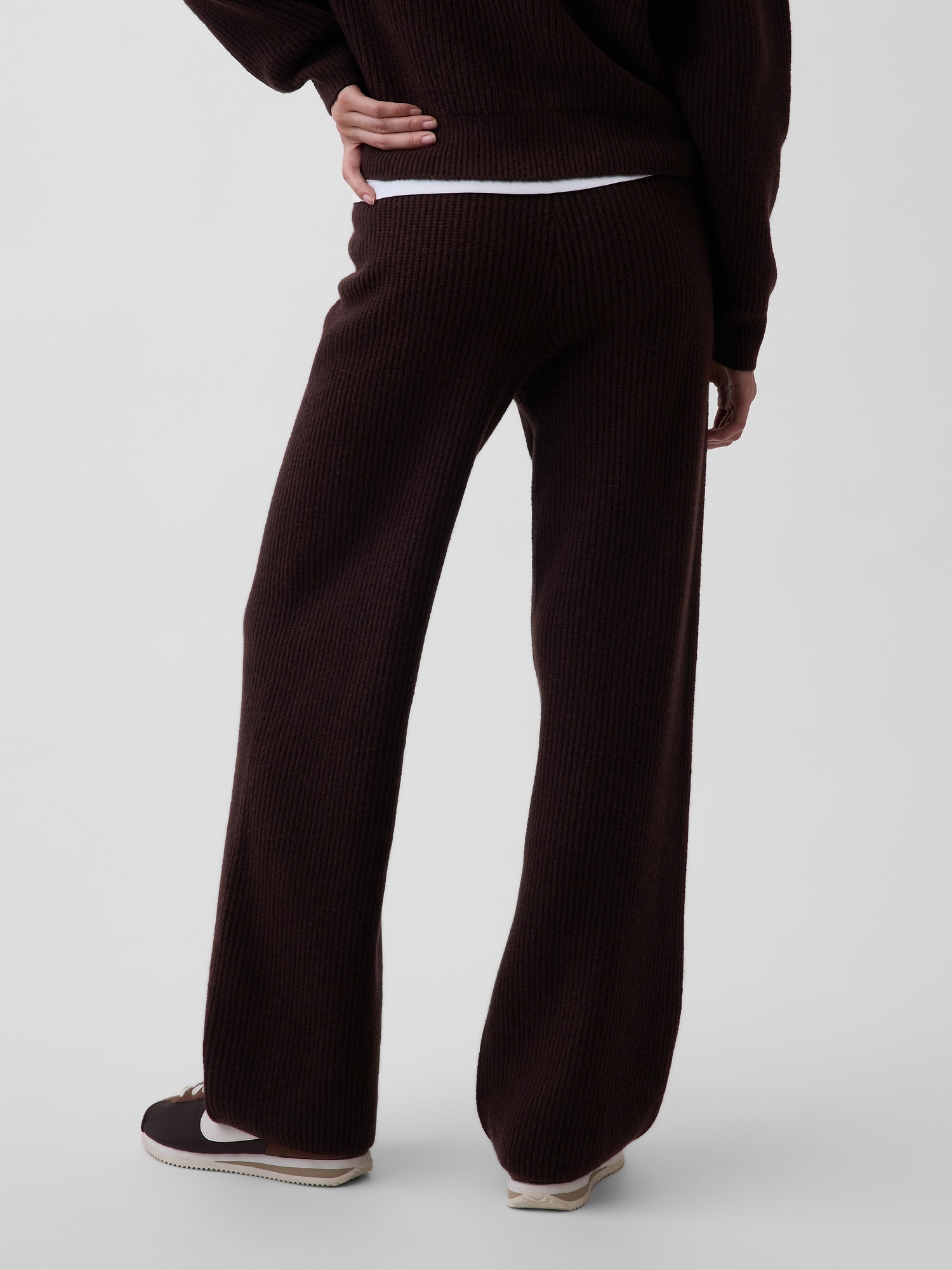 Женские брюки Gap CashSoft Shaker-Stitch Sweater Pants, цвет: Коричневый меланжевый — фото 4