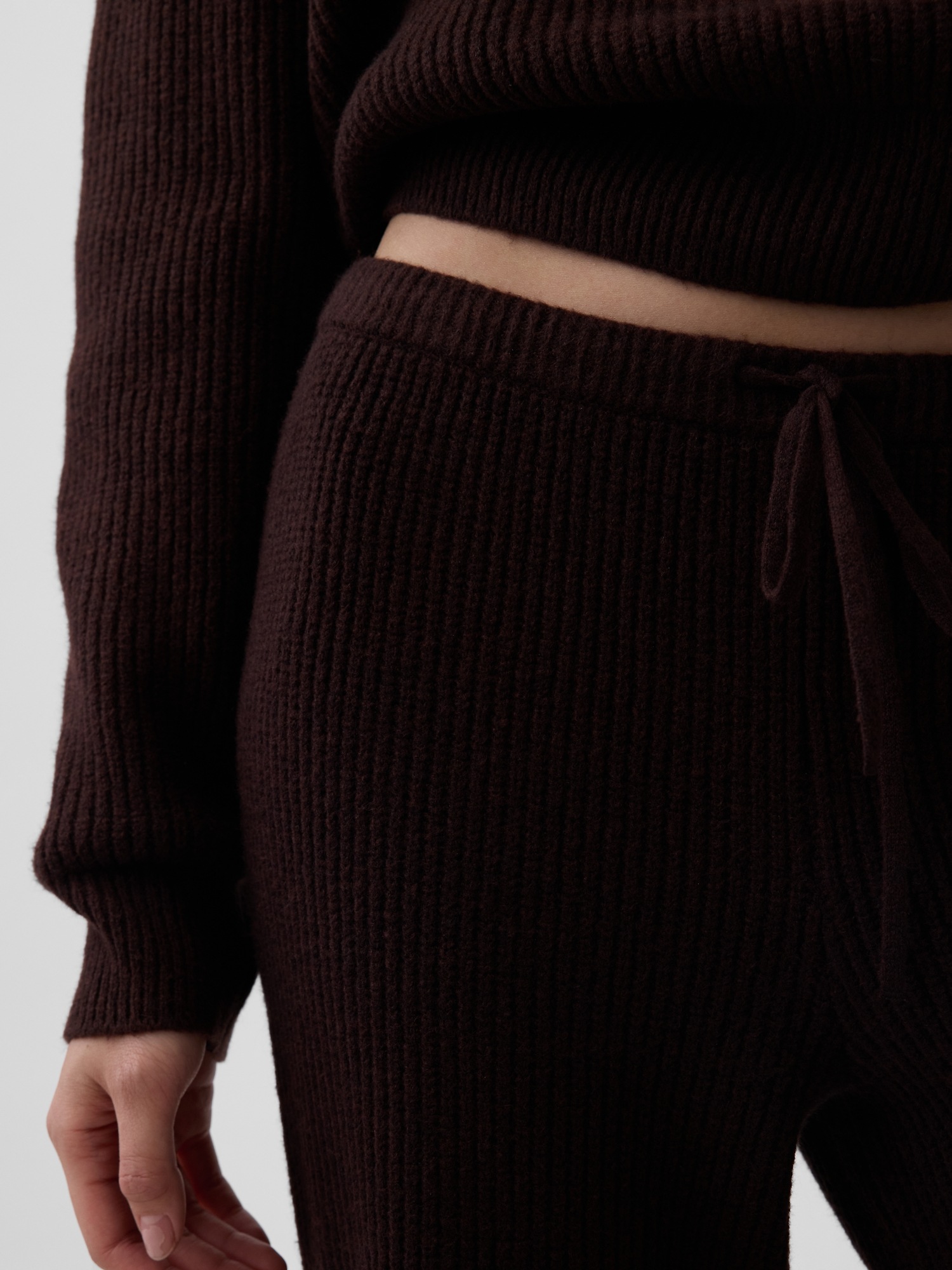 Женские брюки Gap CashSoft Shaker-Stitch Sweater Pants, цвет: Коричневый меланжевый — фото 5