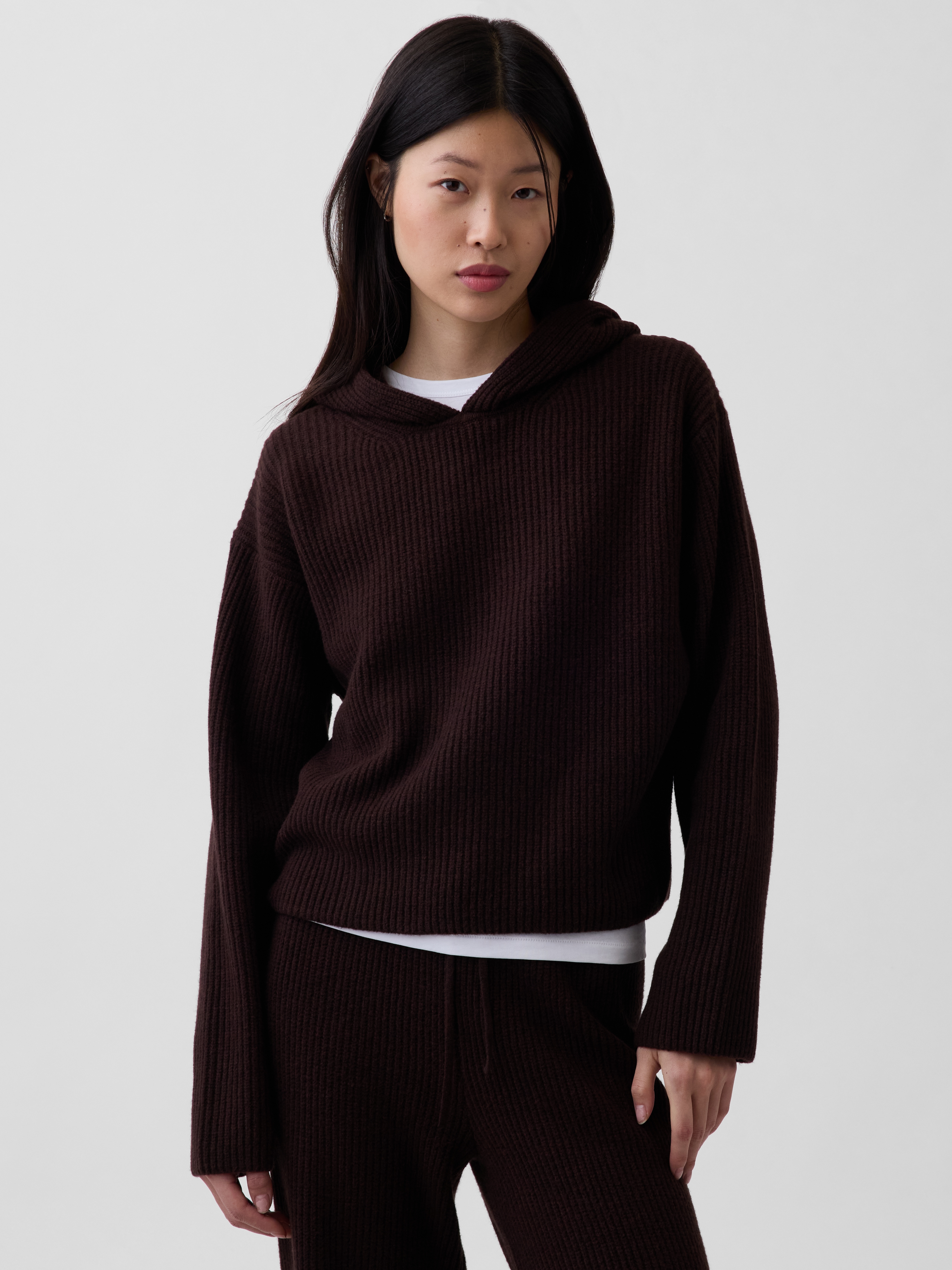 CashSoft Oversized Shaker-Stitch Hoodie