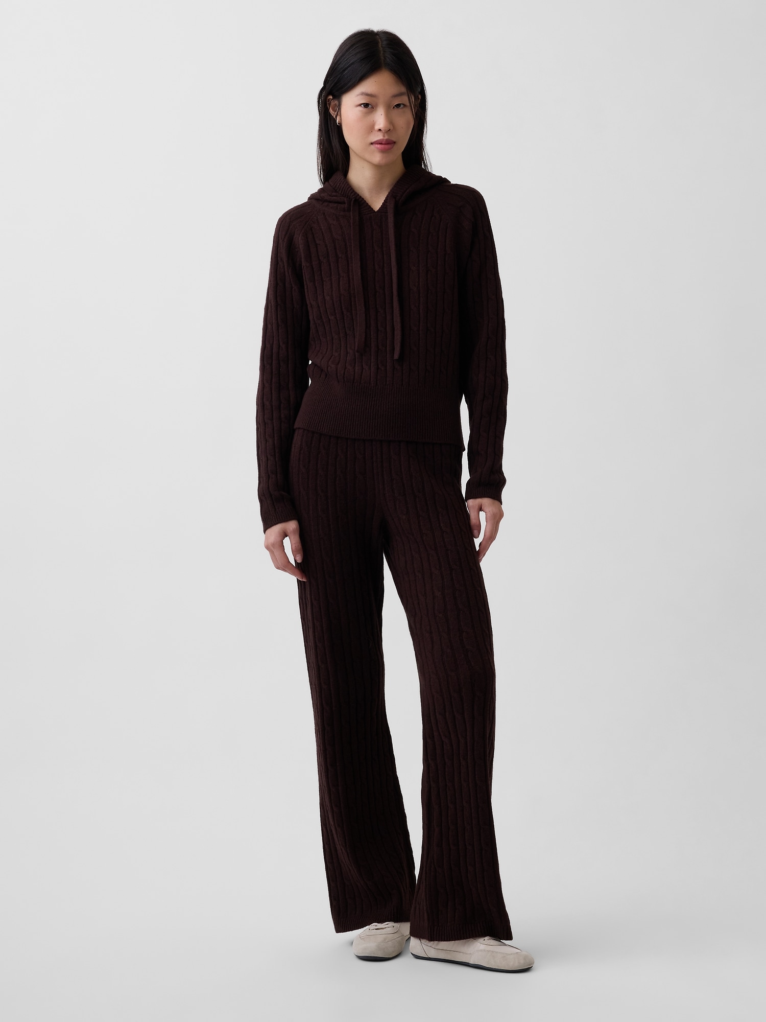 CashSoft Cable-Knit Sweater Pants