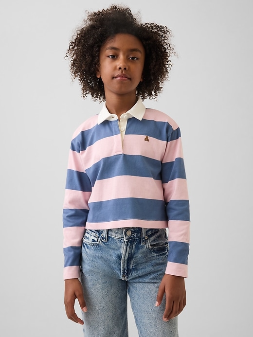 Image number 1 showing, Kids Oversized Rugby Stripe Polo Shirt