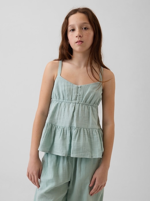 Image number 1 showing, Kids Cotton Gauze Tiered Tank Top